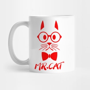 Red Mr Cat Mug